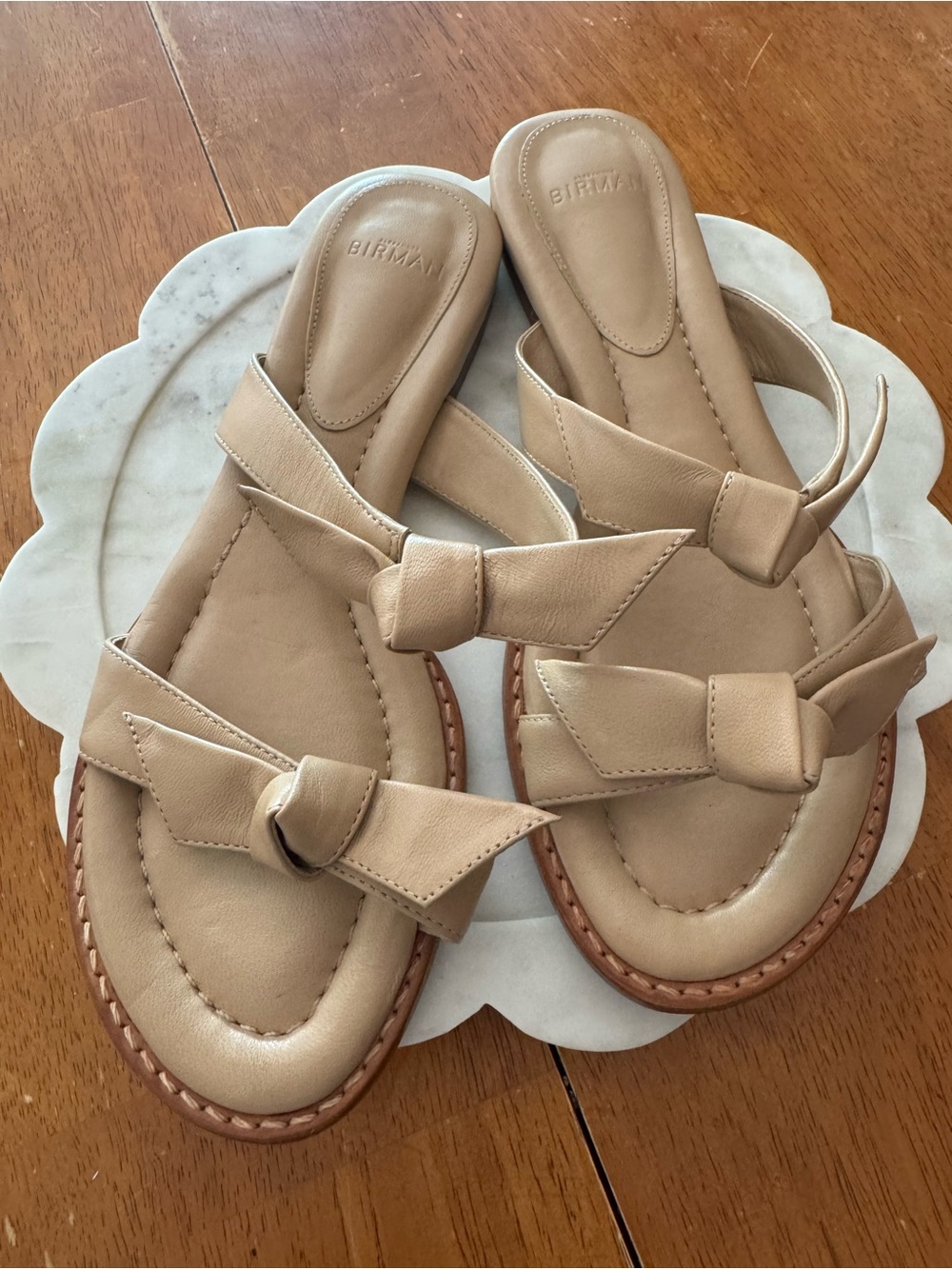 Alexandre Birman Beige Knot Leather Slide Sandals Size Italy 37